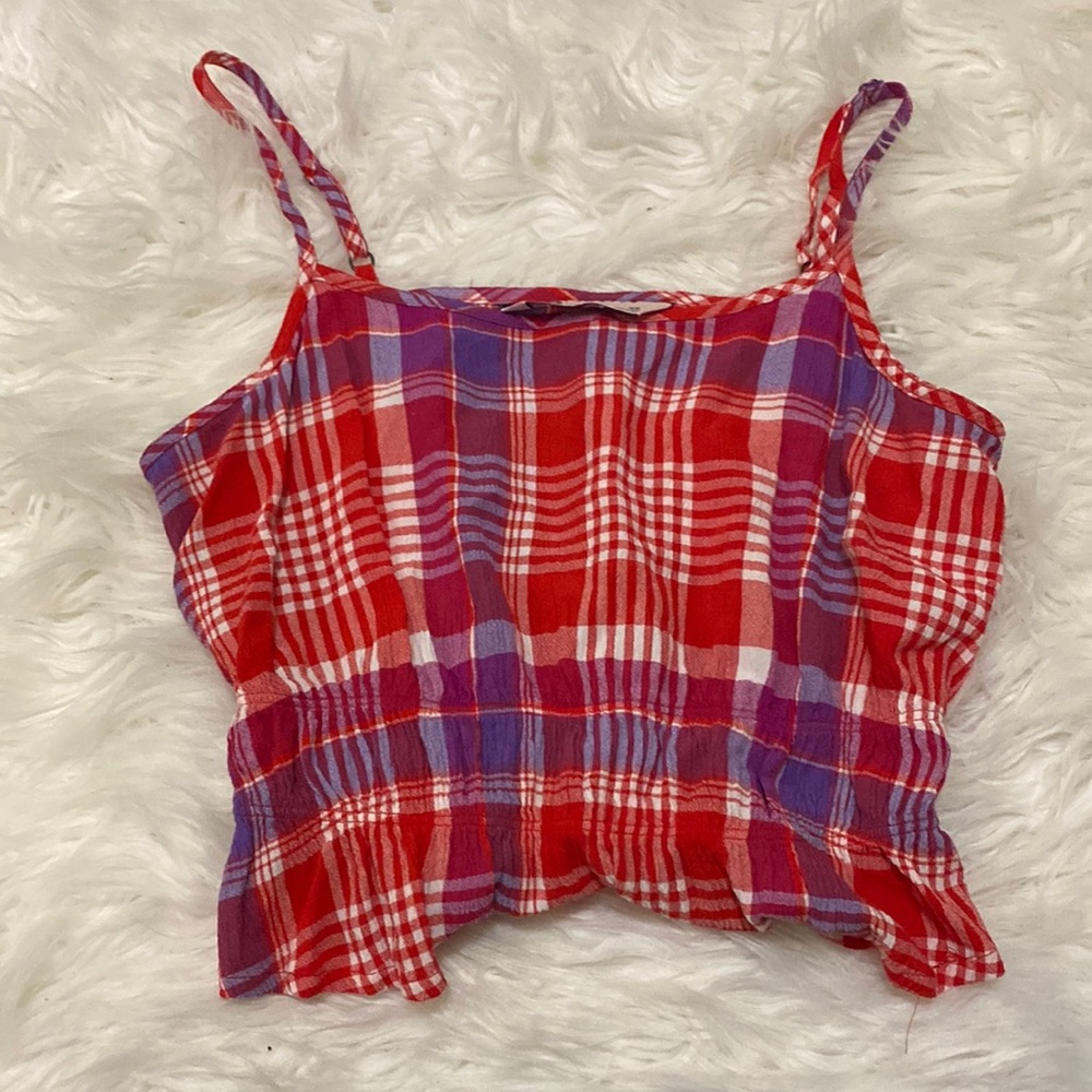 Cute plaid crop top adjustable straps